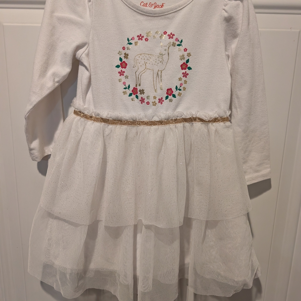 Cat & Jack White Dress with Gold Accents